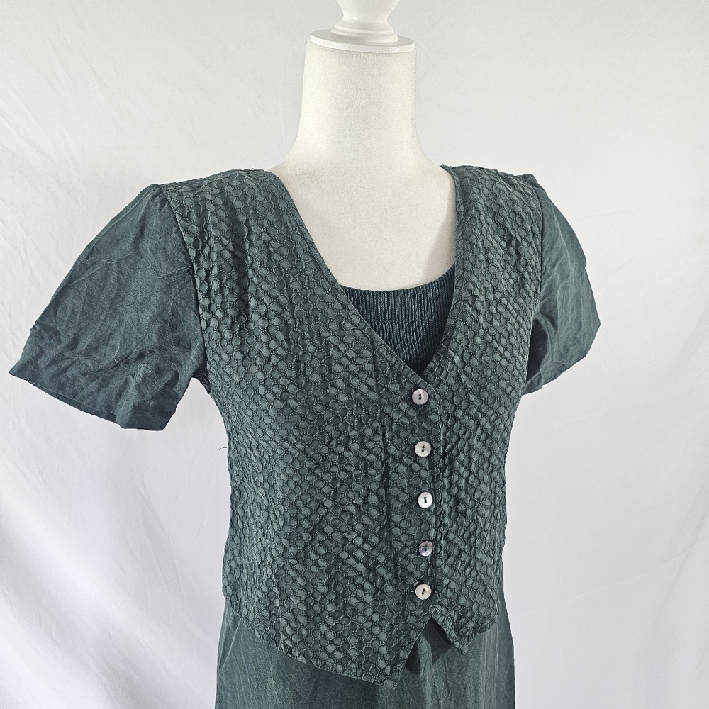 Vintage Rabbit Rabbit Rabbit Designs Button Front Dress - Picture 3 of 13